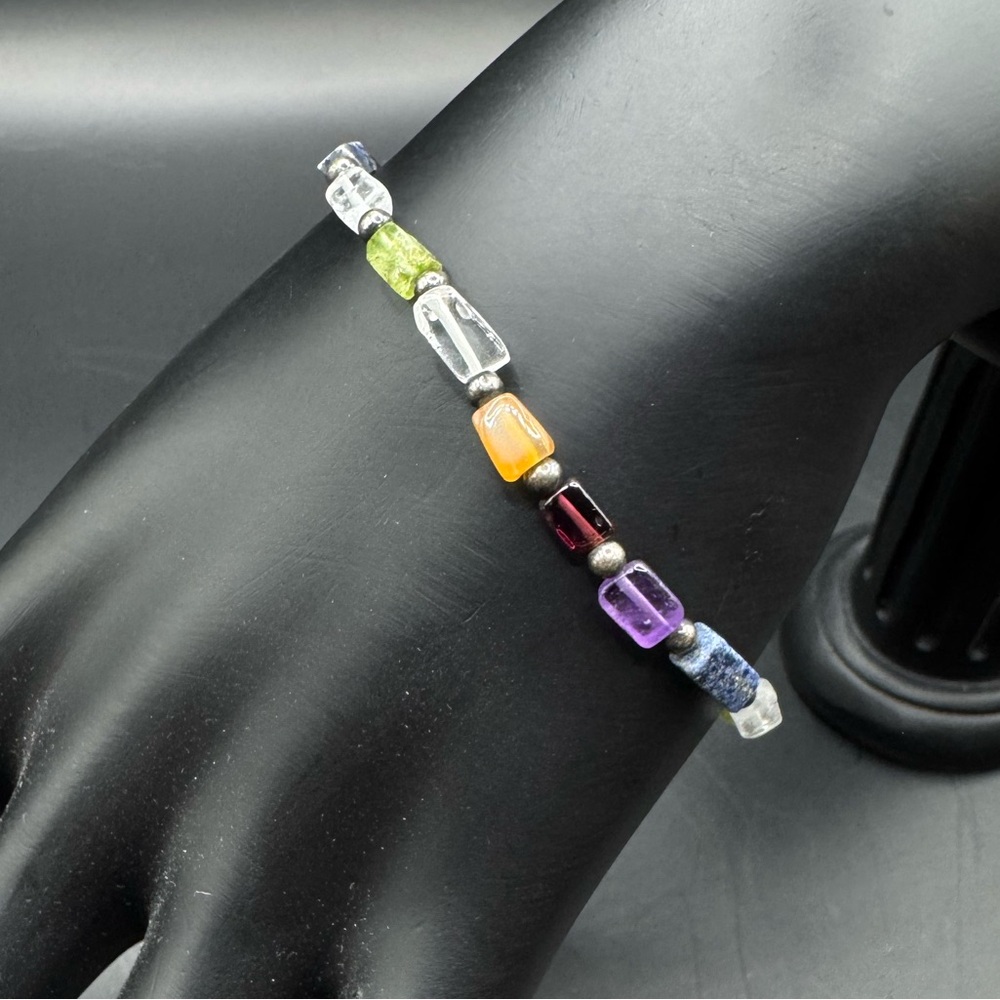 Multicolor Beaded Sterling Bracelet